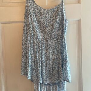 American Eagle Outfitters Light Blue and White Floral Tie Back Tank Top